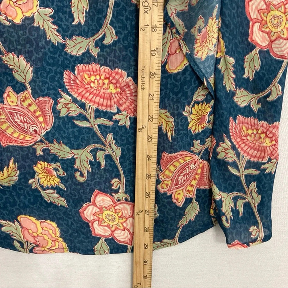 Chaps Blue Red Floral Soft Comfy Lightweight Short Sleeve Popover Top Large - Picture 6 of 10
